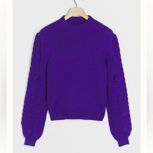 Anthropologie Maeve Purple Cable Sleeve Sweater